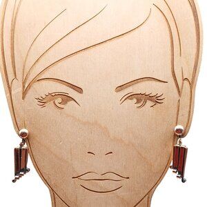 Vintage Copper Art Deco Dangling Clip-On Earrings Geometric Design Statement